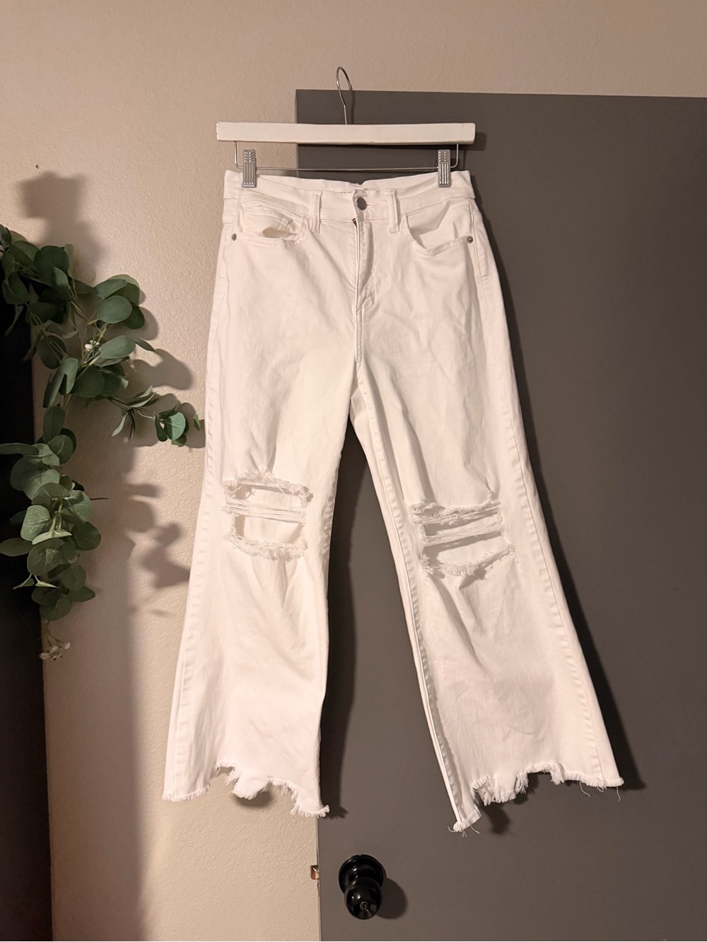 Altar’d State White Distressed Wide-Leg Jeans